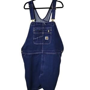 Carhartt Loose Fit Denim Bib Overall Shorts Shortalls Mens 46